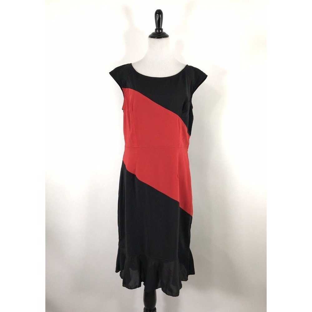 Eshakti Sheath Dress 14 / L  Red Black Color bloc… - image 1