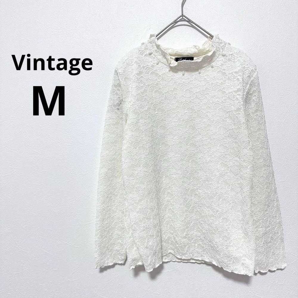 Vintage with Beads Total Lace Frill Long Sleeve C… - image 1