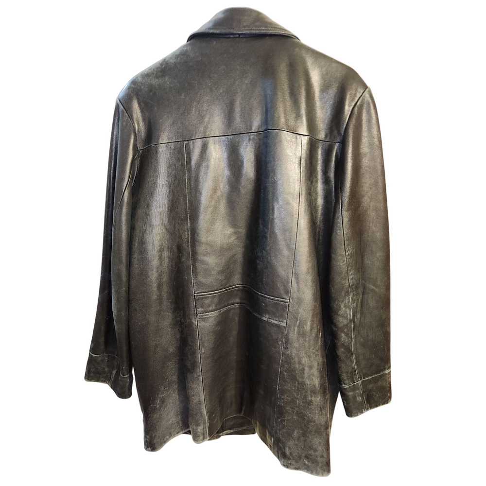 Vintage Field Gear Genuine Leather Coat Vtg Black… - image 2