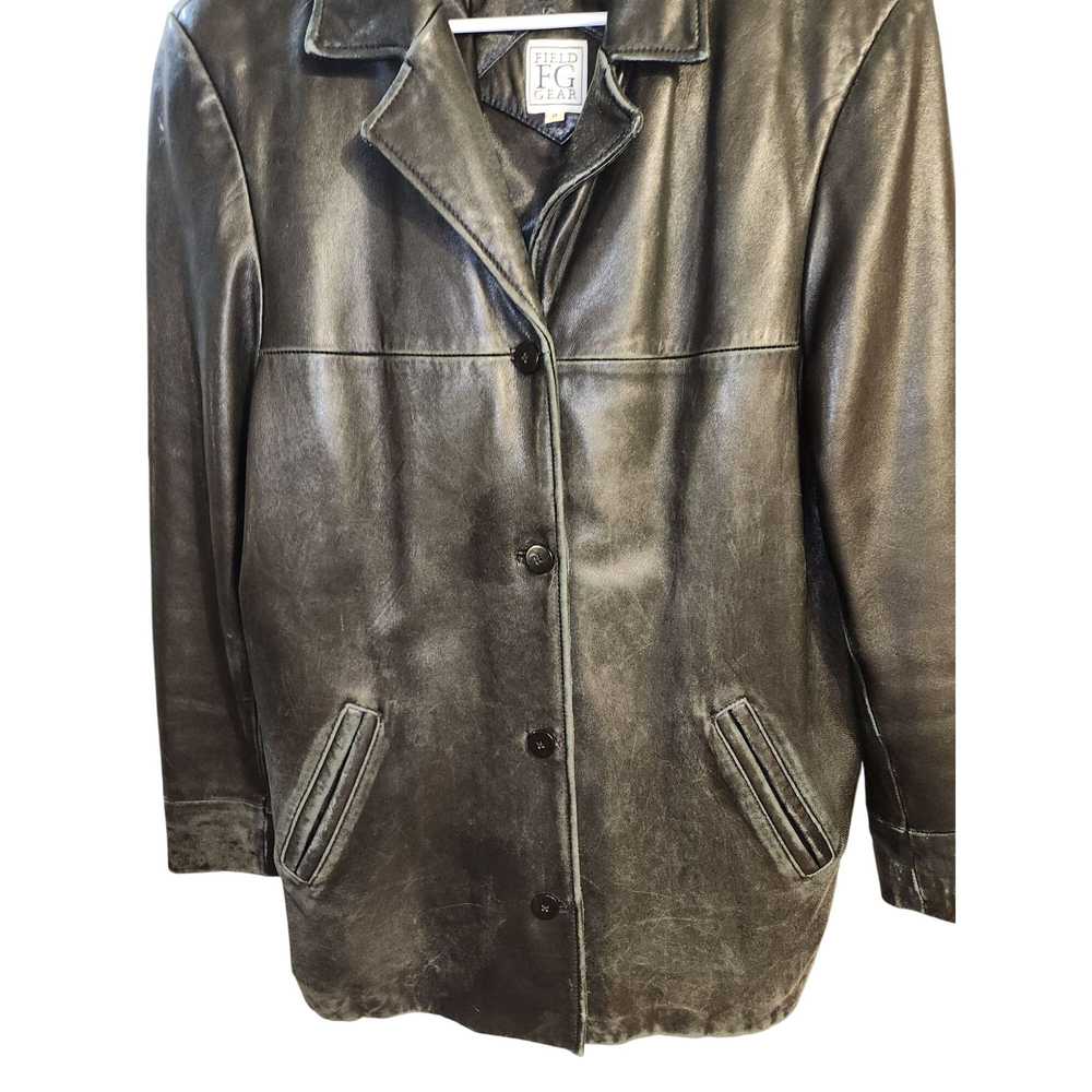 Vintage Field Gear Genuine Leather Coat Vtg Black… - image 5