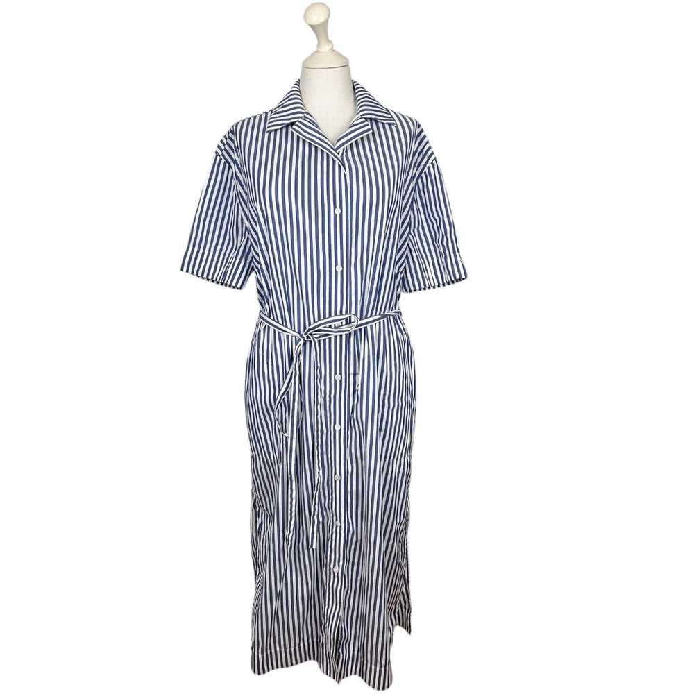 Kit & Ace Blue Stripe Maxi Shirt Dress M/L - image 1