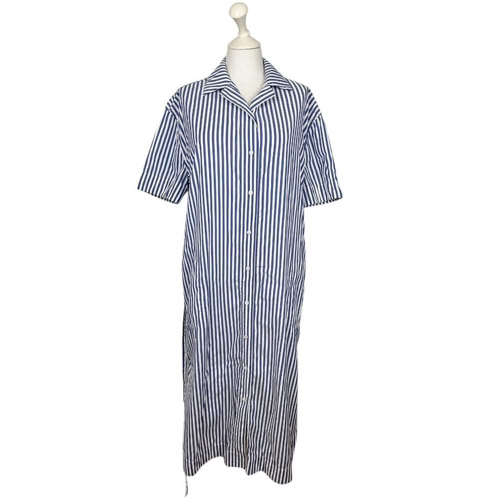 Kit & Ace Blue Stripe Maxi Shirt Dress M/L - image 2