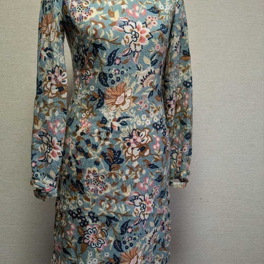 KAREN WALKER Wool Floral Long-Sleeve Dress Retro … - image 2