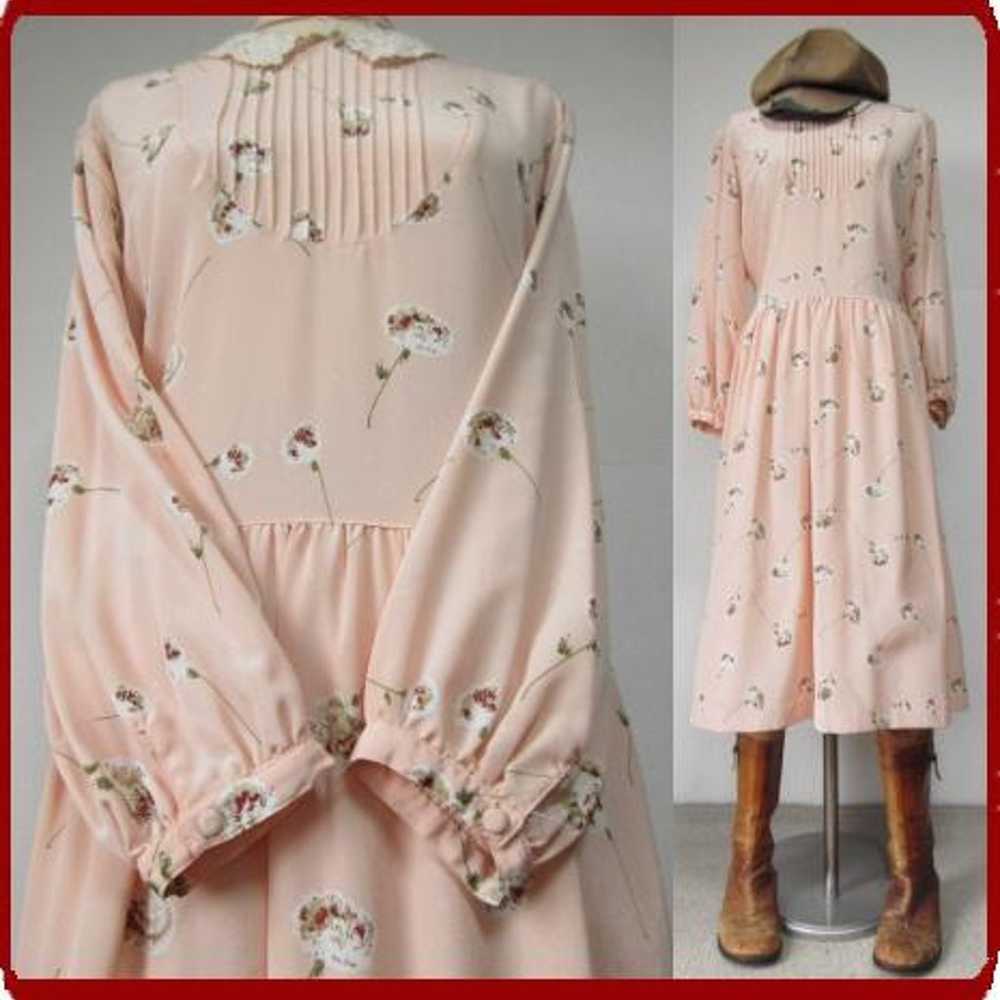 Vintage♪ Retro Pink Classical Girly Carnation Pat… - image 1