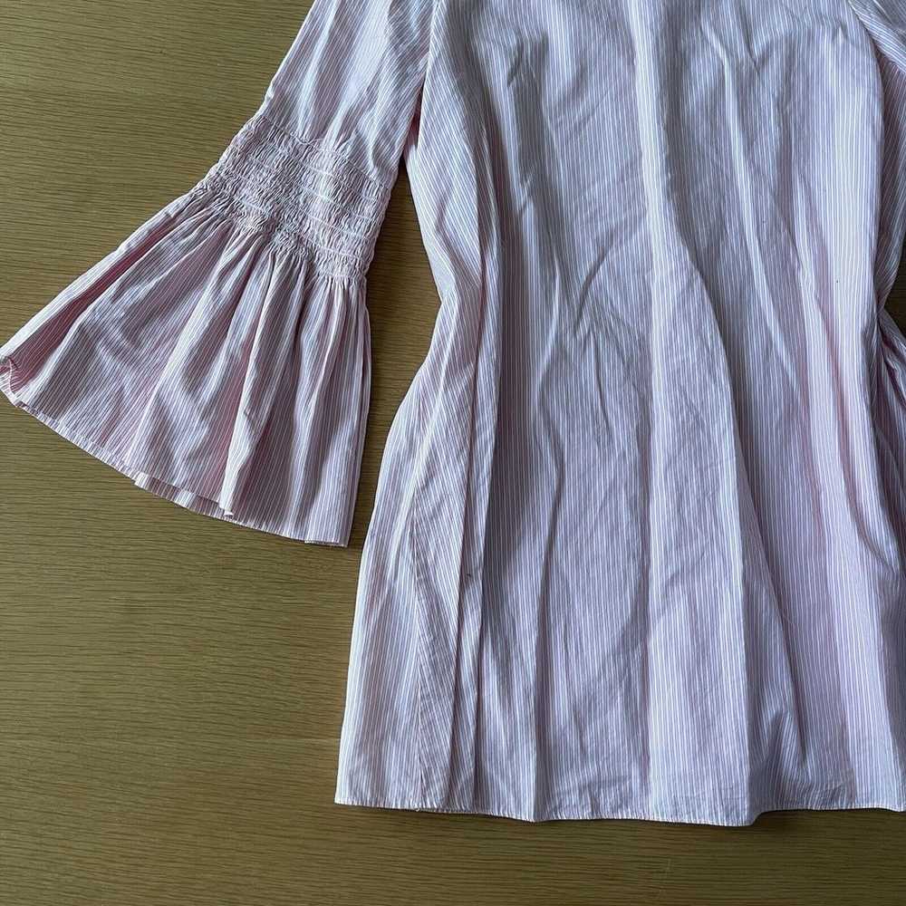 Women's Zara Size L Pink White Poplin Striped Bel… - image 3