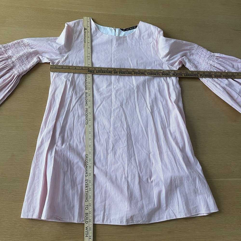 Women's Zara Size L Pink White Poplin Striped Bel… - image 7