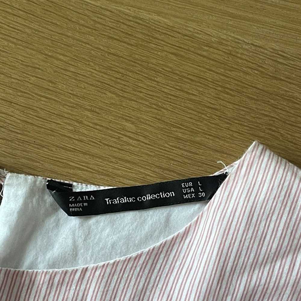 Women's Zara Size L Pink White Poplin Striped Bel… - image 8