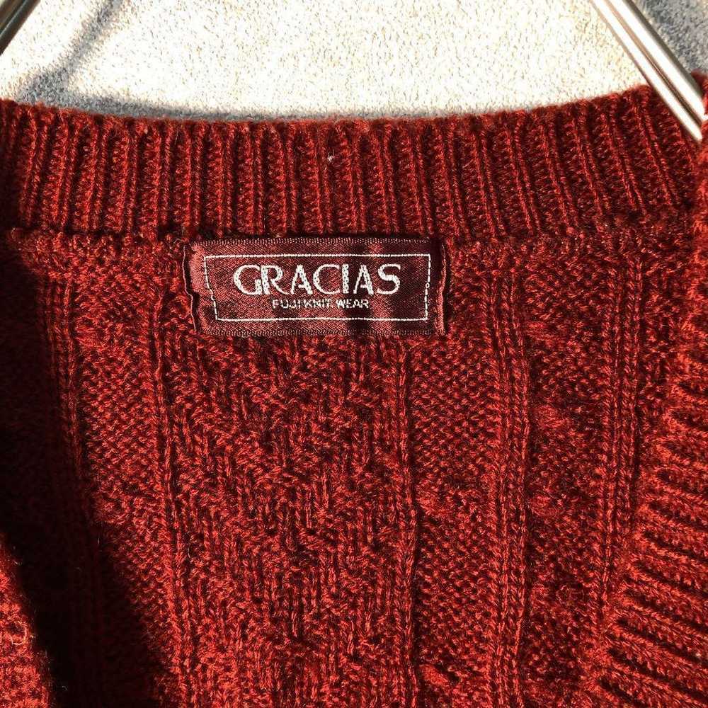 [Vintage] Cable Knit V-Neck Sweater Made in Japan… - image 4