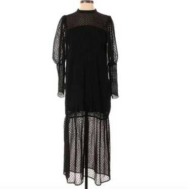 Zara Long Sleeve Sheer Black Maxi Dress - image 1