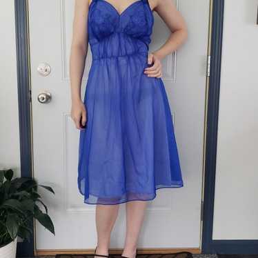 Vintage 70s Floaty Blue Slip Dress