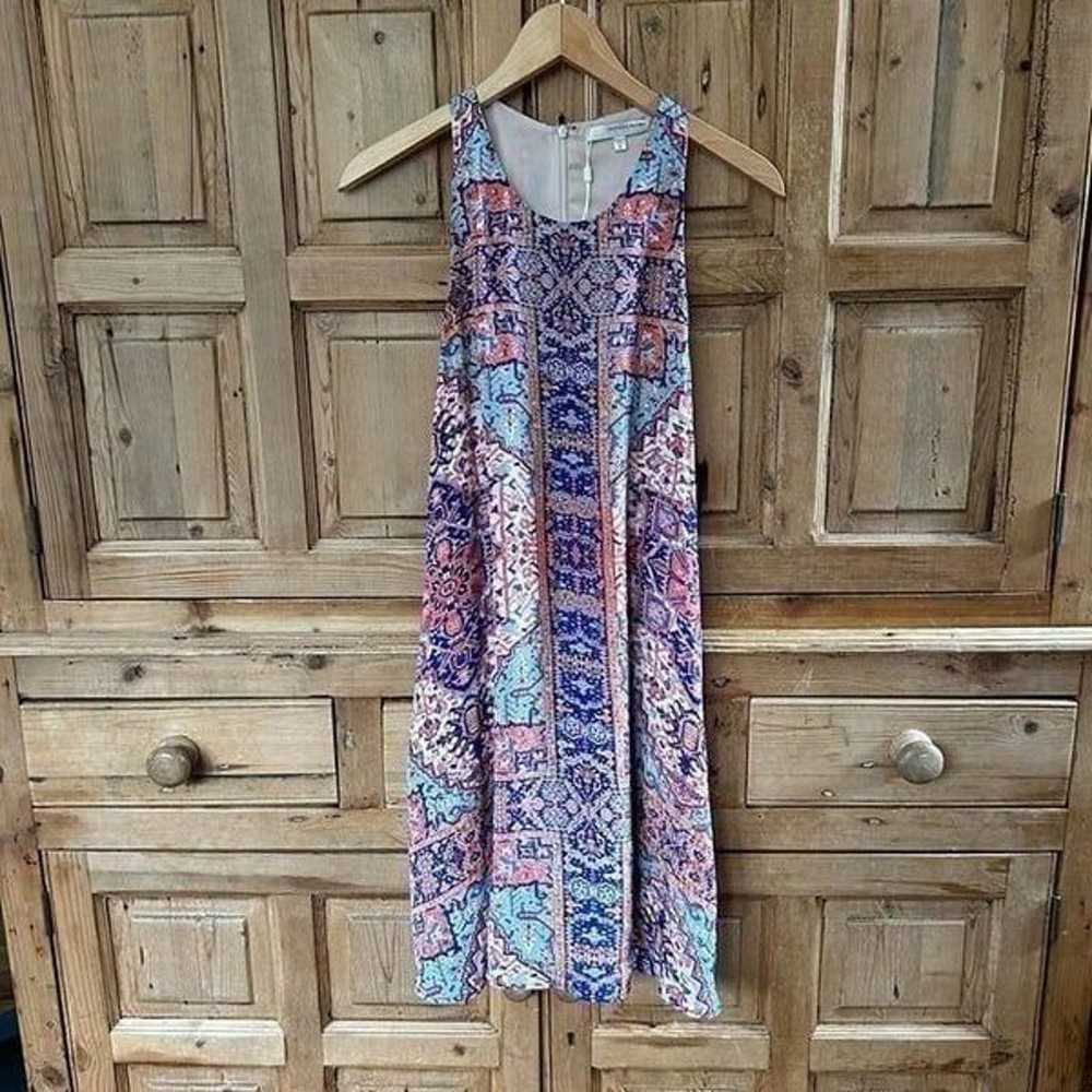 Lavender Brown Small Printed Tank Top Dress Orang… - image 1