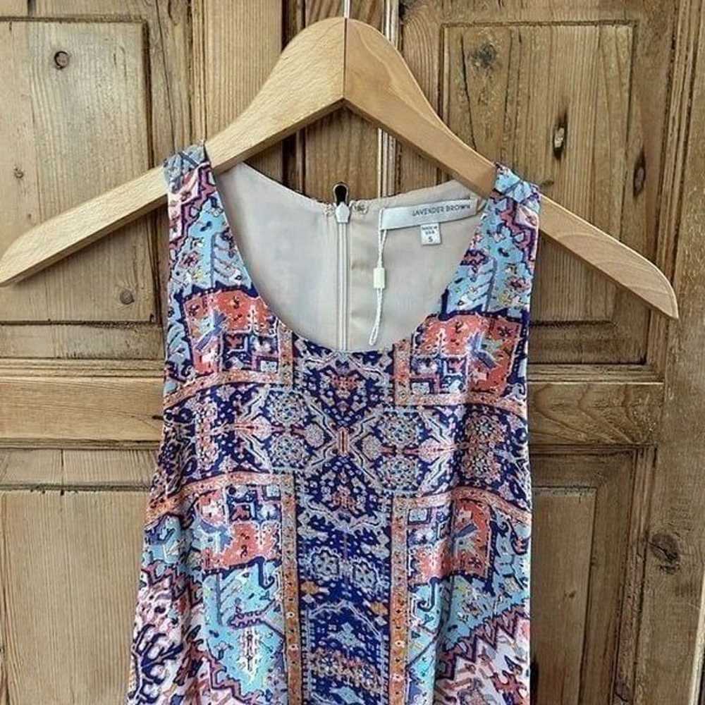 Lavender Brown Small Printed Tank Top Dress Orang… - image 2