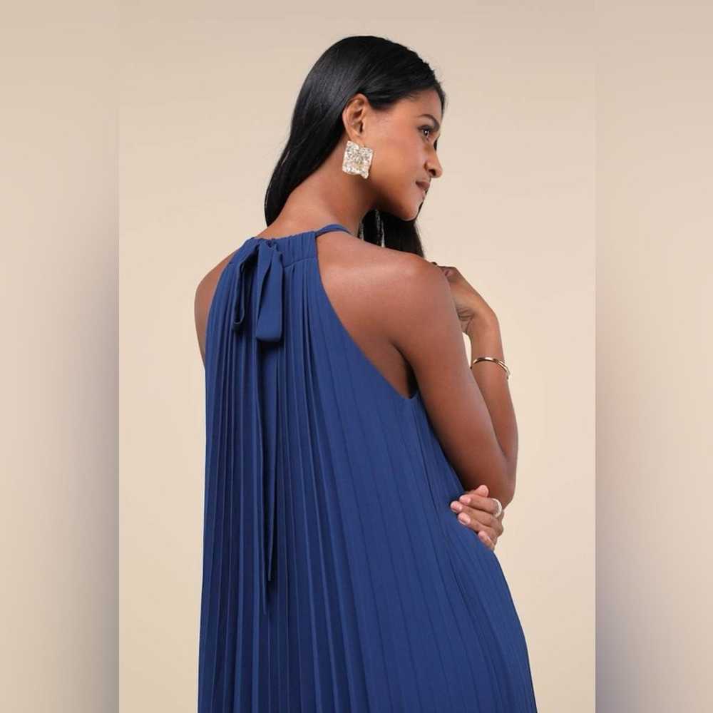 Lulus-Exceptionally Elegant Blue Pleated Chiffon … - image 3