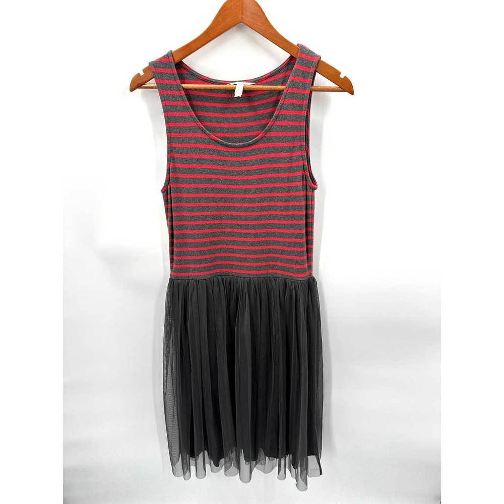 MATILDA JANE Gray Red Striped Tulle Skirt Fit & F… - image 3