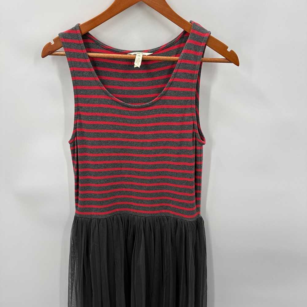 MATILDA JANE Gray Red Striped Tulle Skirt Fit & F… - image 4