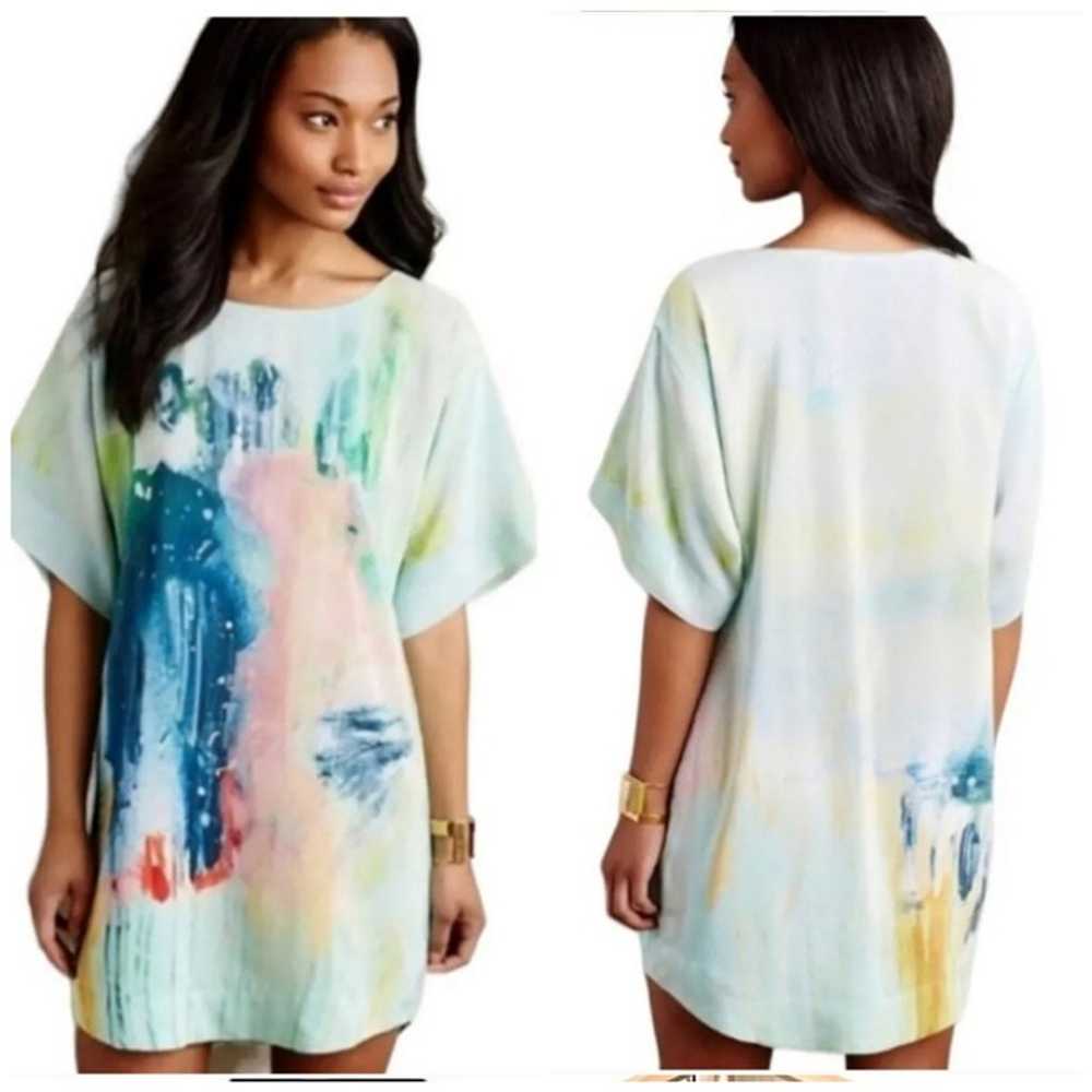 Anthropologie Maeve Watercolor Silk Tunic size Me… - image 2