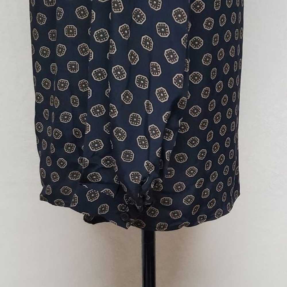 Vintage Evan Picone Dark Blue Gold Print Pleated … - image 8