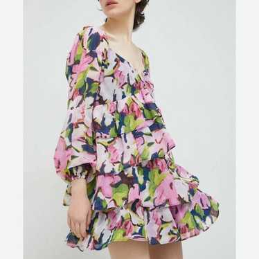 ABERCROMBIE & FITCH Floral Tiered Mini Dress Puff… - image 1