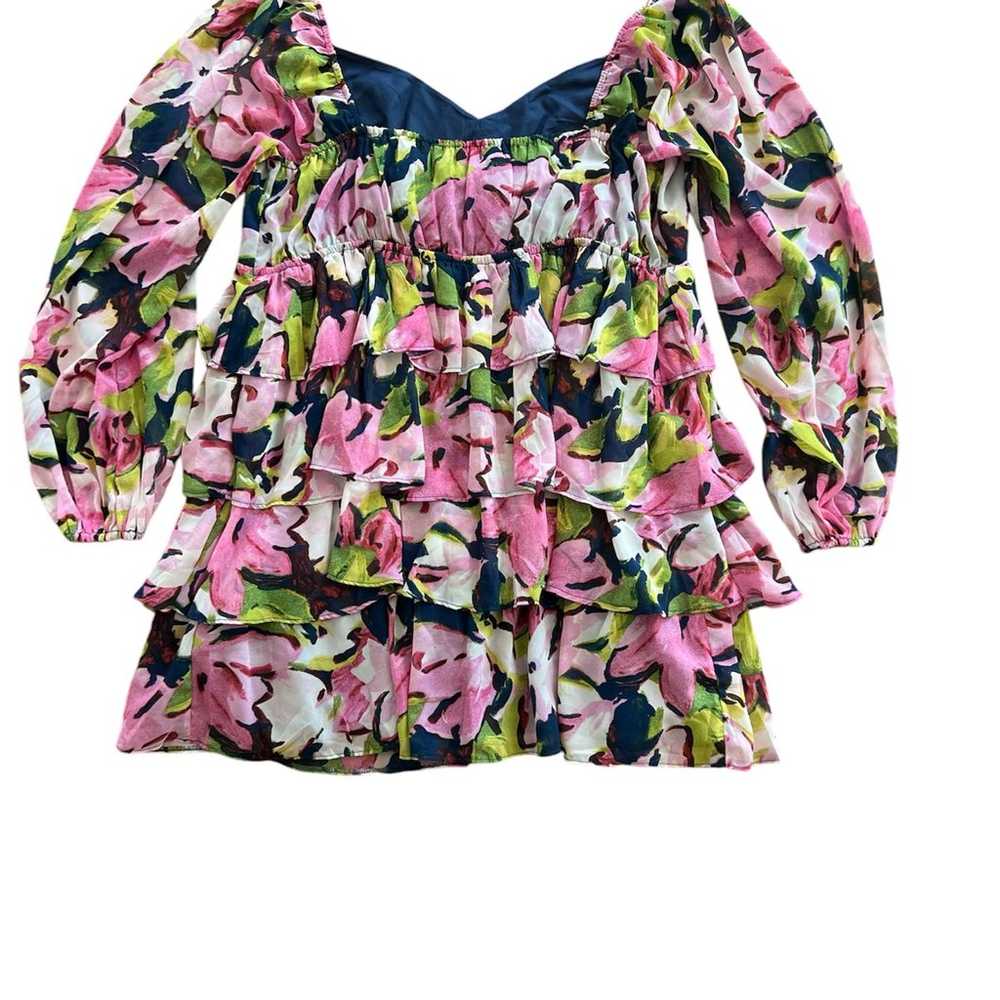 ABERCROMBIE & FITCH Floral Tiered Mini Dress Puff… - image 3