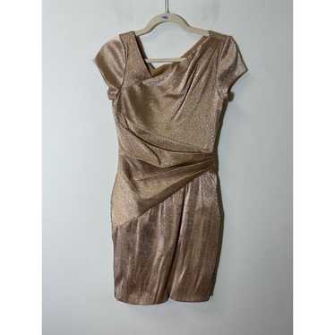 Theia Rose Gold Pleated Waist Cocktail Dress Sz 4