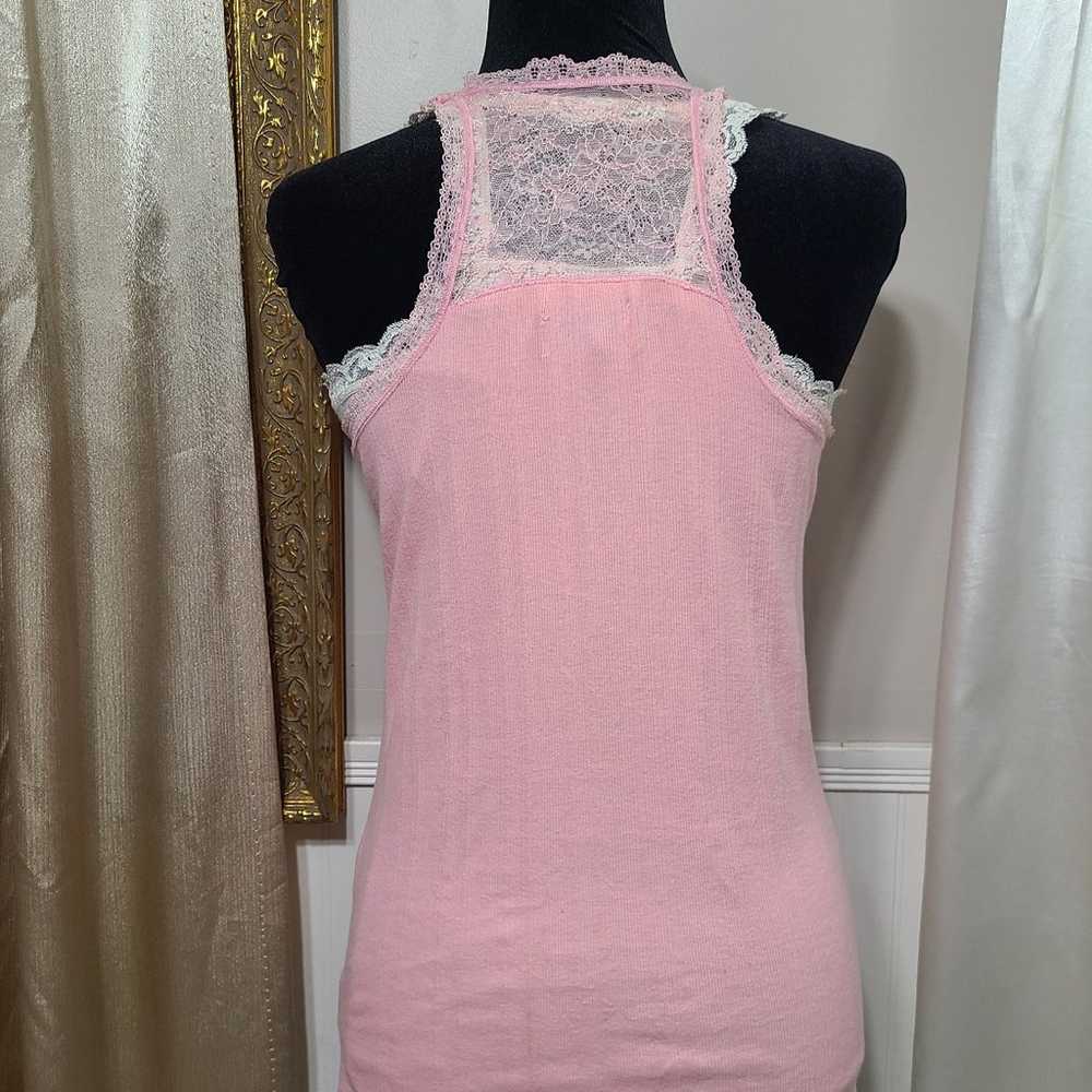 ♡ Y2k ♡ Baby Pink Lace Racerback Bow Cami - image 5