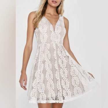 Lulus All of My Heart White Lace Skater Dress MEDI