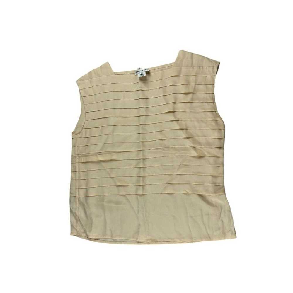 Christian Dior Top Womens Size 10 Beige Silk Tier… - image 2