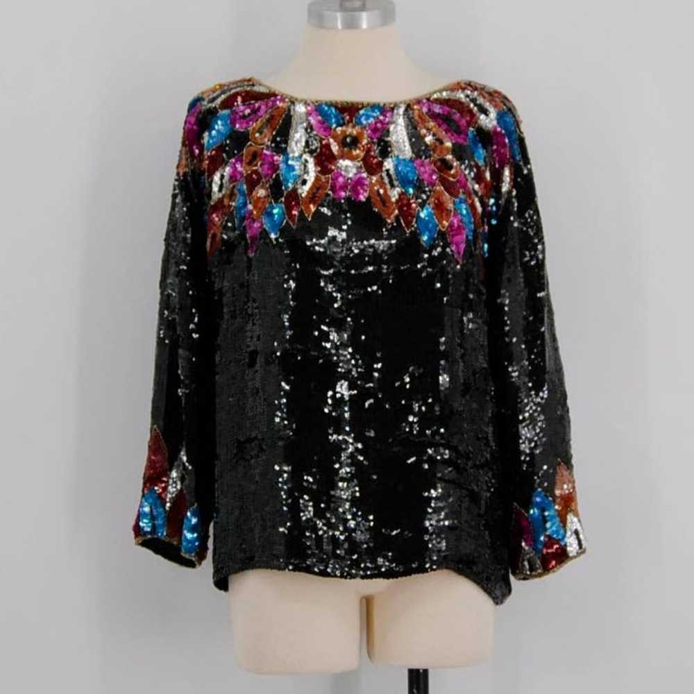 Vintage Sequins Beaded Silk Neiman Marcus Judith … - image 1