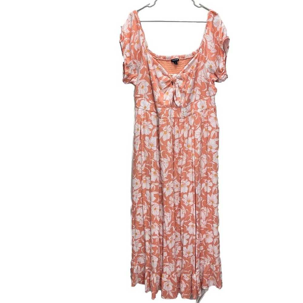 Torrid Peach Floral Gauze Off Shoulder Tie Front … - image 4