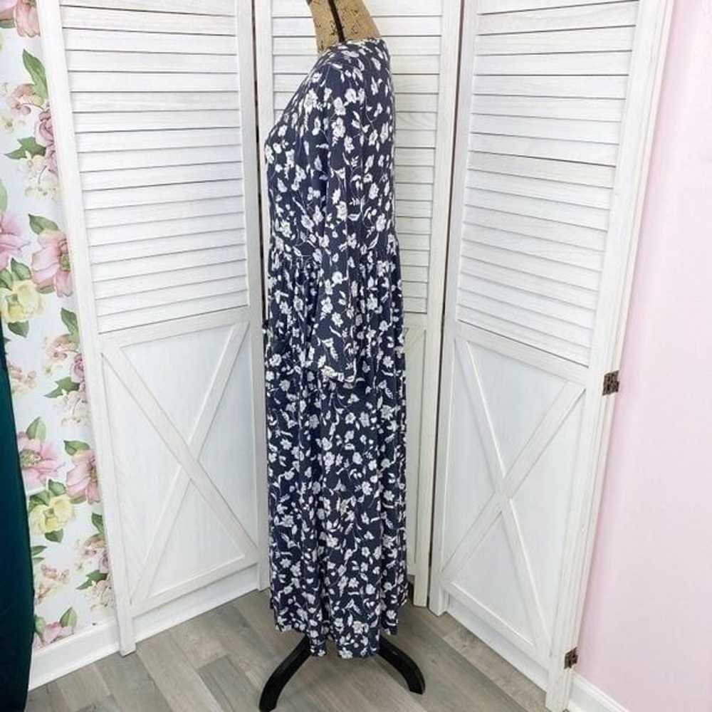 Globe Trotter Floral Shift Maxi Dress Blue White … - image 2