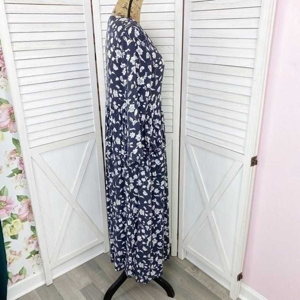 Globe Trotter Floral Shift Maxi Dress Blue White … - image 3