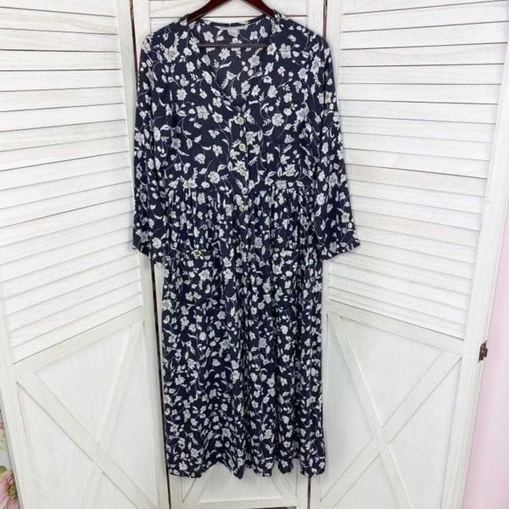 Globe Trotter Floral Shift Maxi Dress Blue White … - image 9