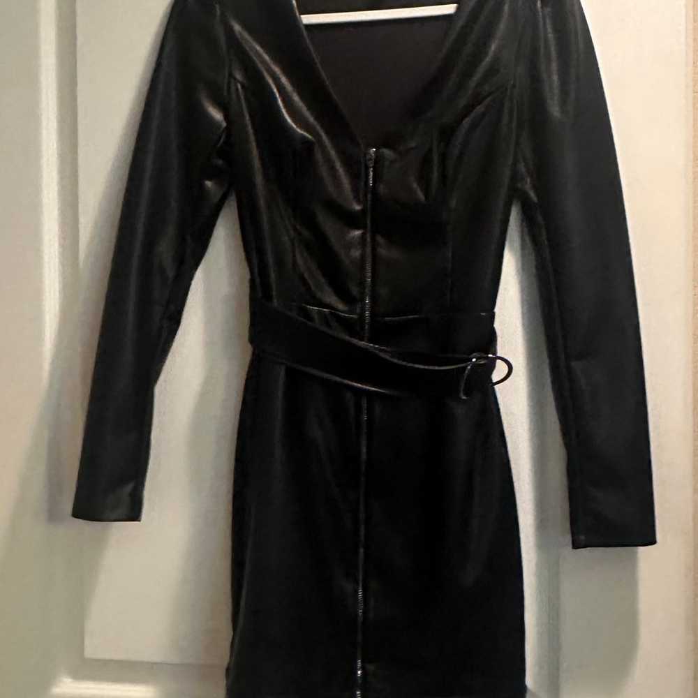 Guess faux leather black dress small - image 1