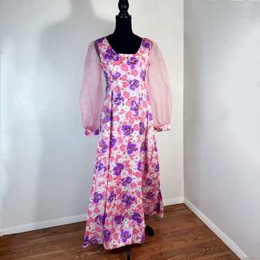 Dressvintage 1960s handmade floral dress - image 1