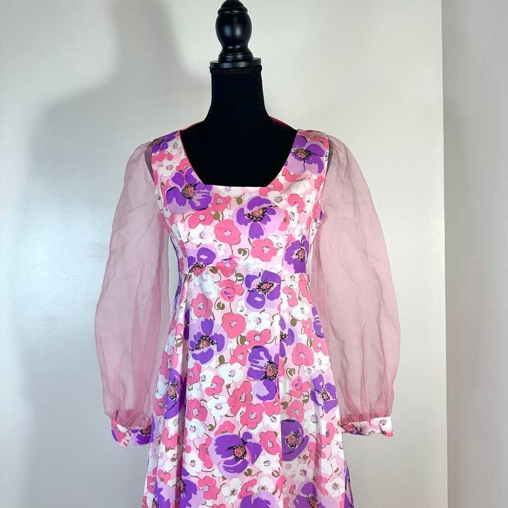 Dressvintage 1960s handmade floral dress - image 3