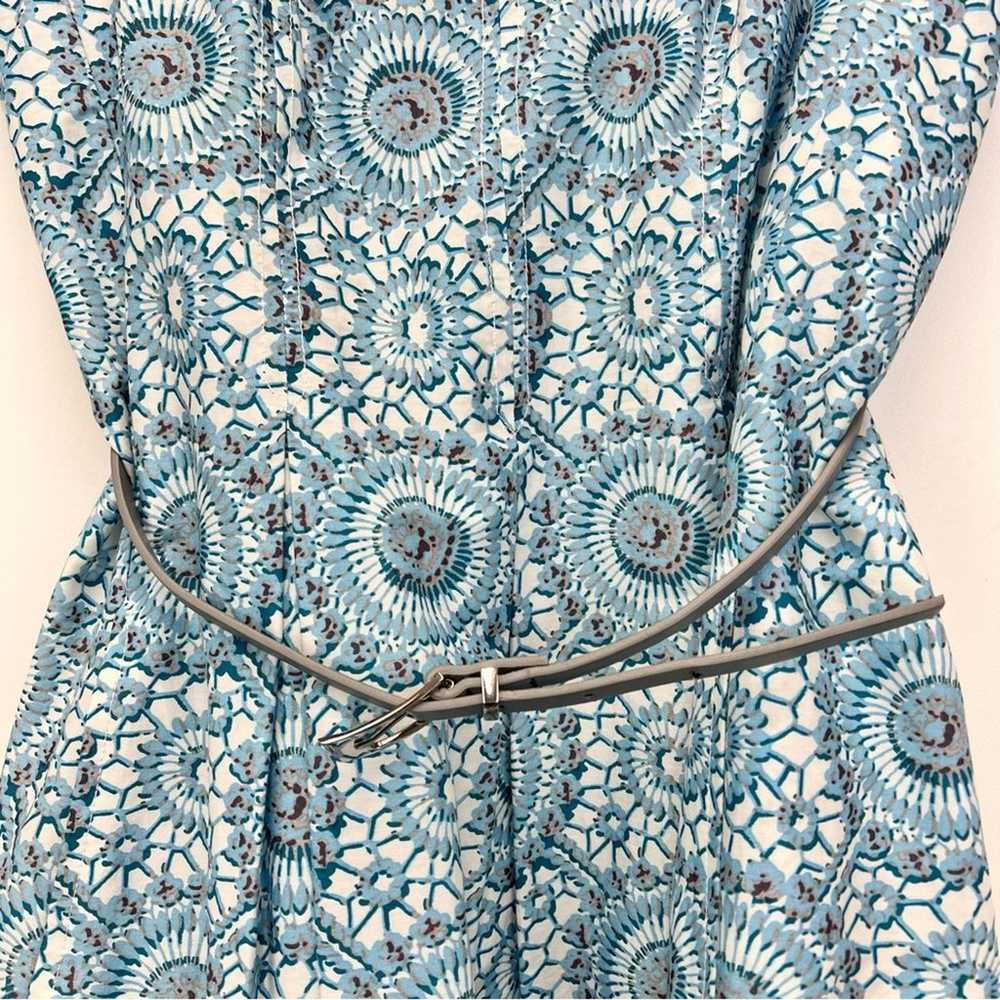 Nine West Patterned Midi Dress Size 4 Blue & Whit… - image 3