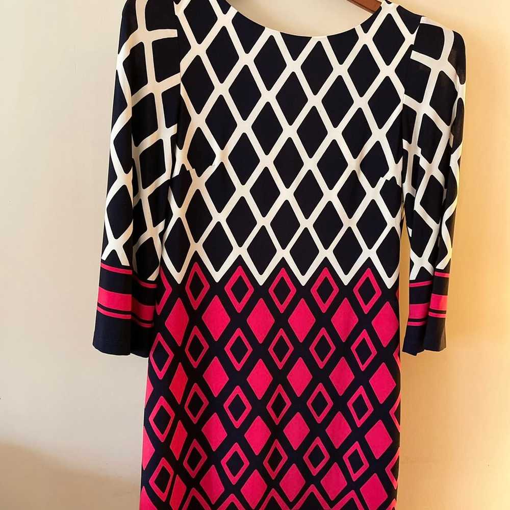 Eliza J Diamond pattern Dress women Red  black& w… - image 1