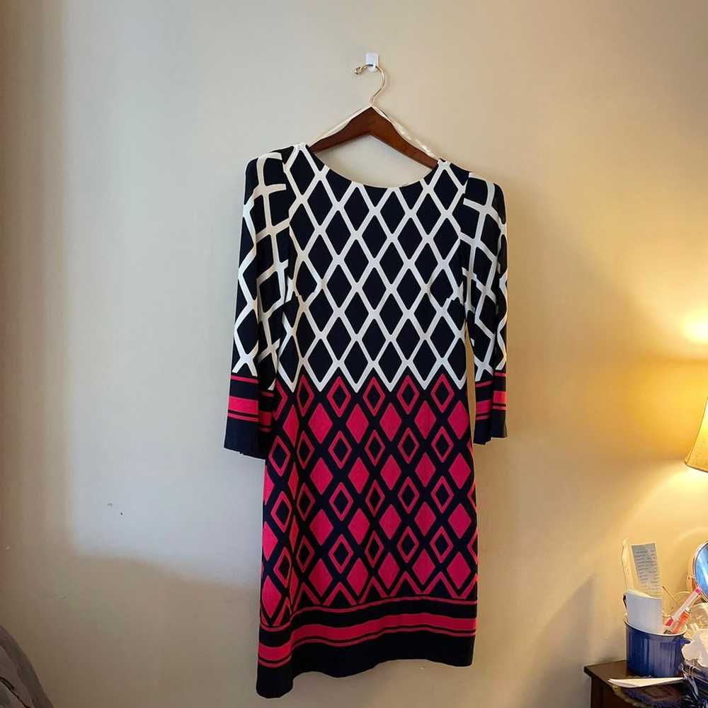 Eliza J Diamond pattern Dress women Red  black& w… - image 2