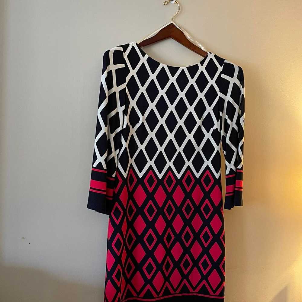 Eliza J Diamond pattern Dress women Red  black& w… - image 5