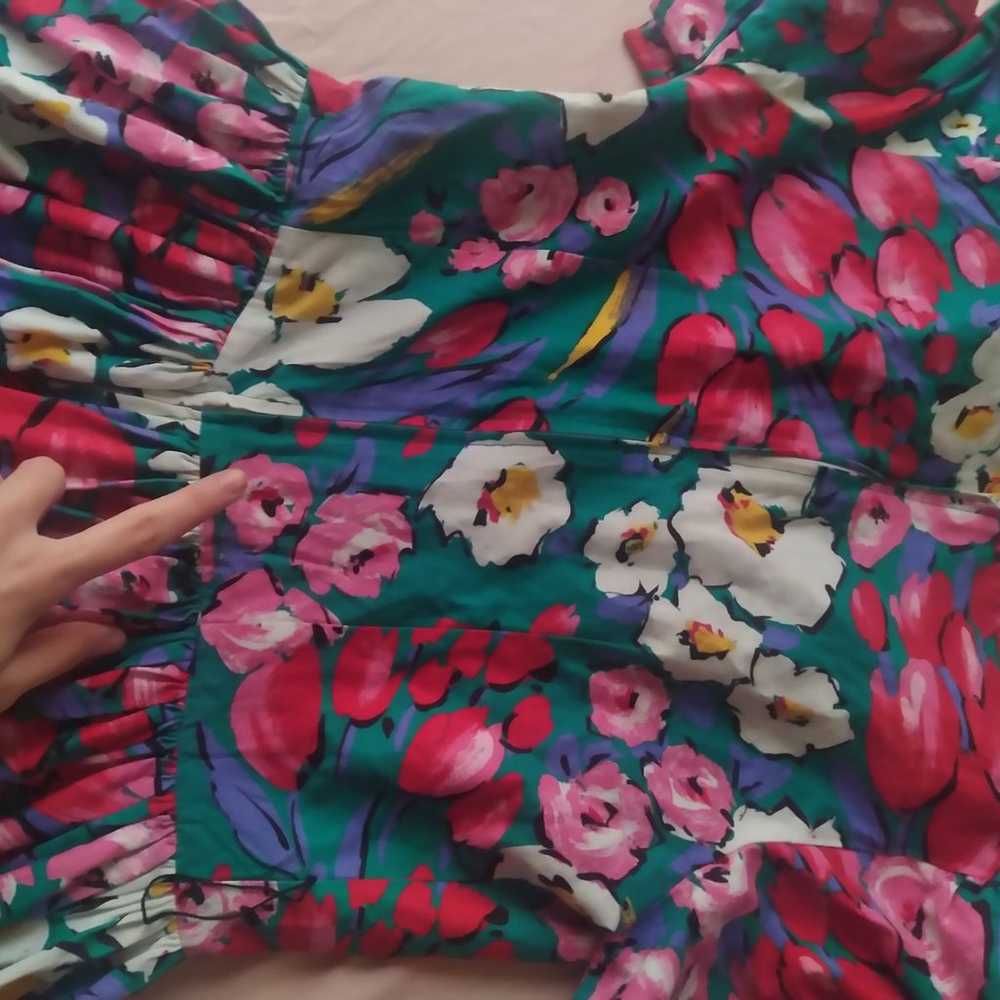 80s multi color floral dress - image 5