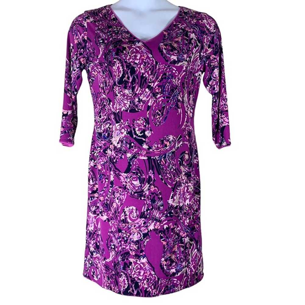 Dana Buchman Size Medium Dress Pink Purple 1/2 Sl… - image 1