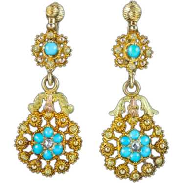 Antique Georgian Turquoise Diamond Forget Me Not … - image 1