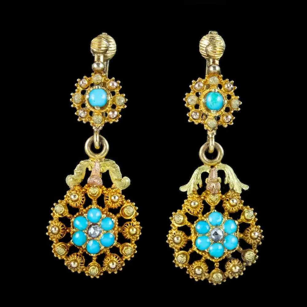 Antique Georgian Turquoise Diamond Forget Me Not … - image 3