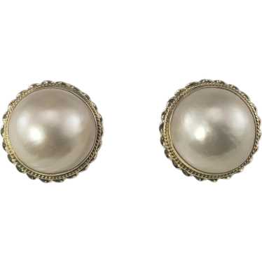 14 Karat Yellow Gold Mabe Pearl Clip On Earrings #