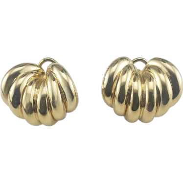 14 Karat Yellow Gold Ridged Earrings #19663