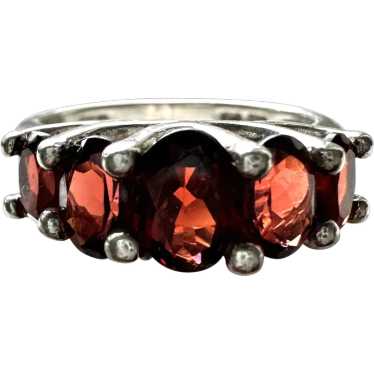 Vintage Garnet and Sterling Silver Ring Size 7.5