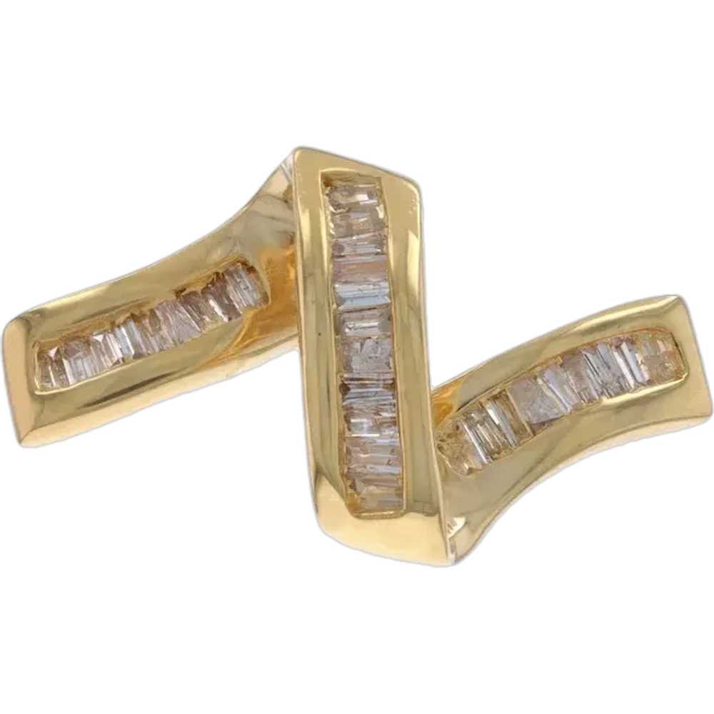 Yellow Gold Diamond Ribbon Loop Omega Slide Penda… - image 1