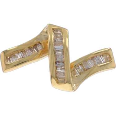 Yellow Gold Diamond Ribbon Loop Omega Slide Penda… - image 1