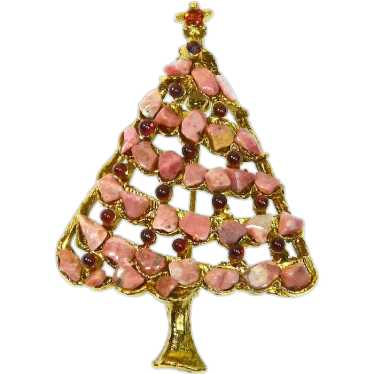 Swoboda Christmas Tree Brooch – Rhodochrosite and… - image 1