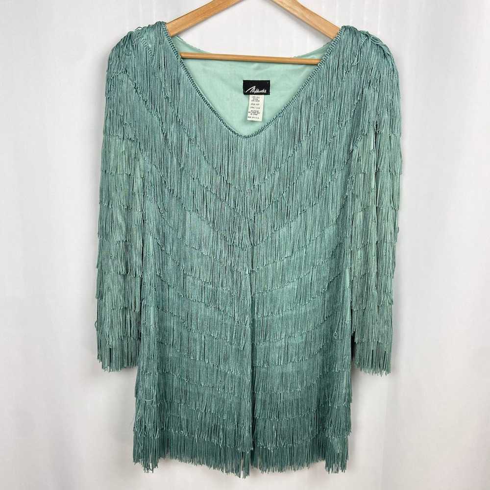 Vintage Nightworks Fringe Tunic Plus Size 18W Aqu… - image 10